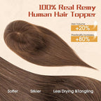 Rich Choices Human Hair Toppers for Women-100% Real Remy Hair Topper with 3D 360°Bang-Upgraded 150% Density 9 * 12CM Lace Base-Clip in Hairs topper for Thinning Hairs-14Inch #2R Chocolate Brown