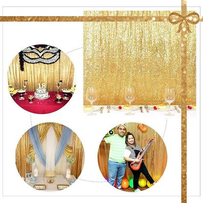 Gold Sequin Backdrop 20FTx10FT NO See-Through Photobooth Backdrop Curtains - Image 8