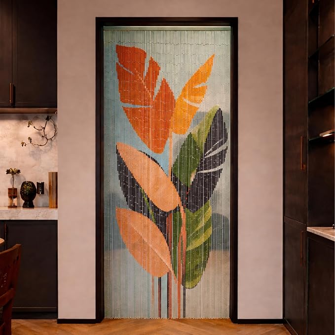 Vietbud Tropical Leaves Beaded Doorway Curtain 35.4" x 78.7" | 90-strand bead - Image 7