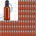 Eccliy 100 Pack 2 oz Travel Bottles Plastic Bottles with Lids Refillable Travel Size Cover Cap Plastic Liquid container for Toiletries Lotions Shampoo Creams Dispensing with 5 Funnels(Brown)