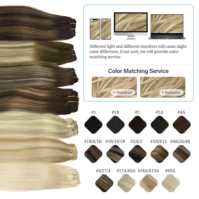 DOORES Human Hair Clip Extensions, Light Blonde Highlighted Golden Blonde 150g 9pcs 20 Inch, Natural Remy Clip in Hair Extensions Straight Thick Hair Extensions