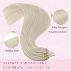 YoungSee Micro Bead Hair Extensions Blonde 14In Microlink Hair Extensions Human Hair Platinum Blonde 50g 50s Micro Ring Hair Extension Blond Beaded Hair Extension Silky Straight for Short Hair