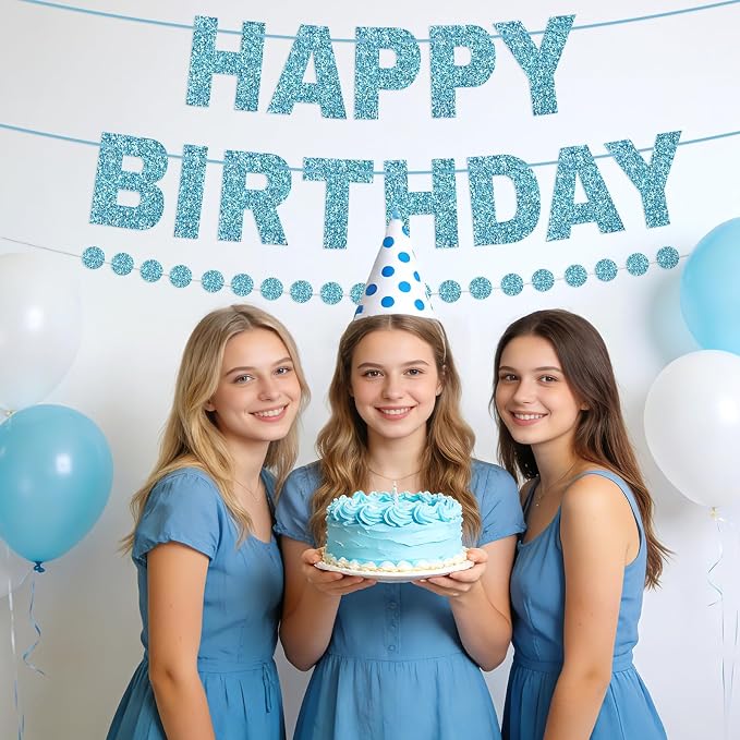 Alynta Happy Birthday Banner Pre-Strung Glitter Birthday Party Decorations | NO - Image 5
