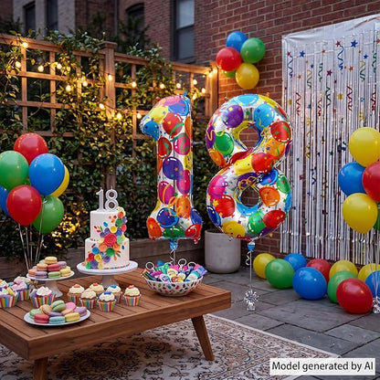40 Inch Rainbow Balloon Number 18 Balloons, 18th Birthday Party Supplies | - Image 3