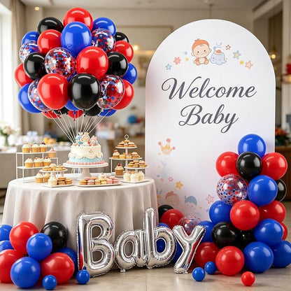 Zesliwy Red Blue Black Balloons Set, Party Decoration | Dark Royal Blue Black - Image 5