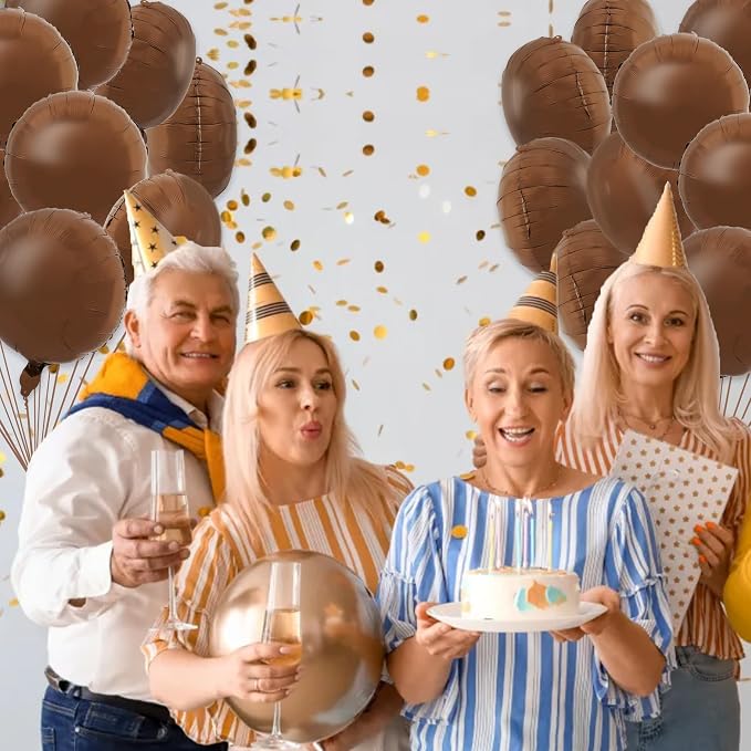 TONIFUL 30Pcs 18 Inch Chocolate Round Shape Foil Balloons Big Brown Circle - Image 6