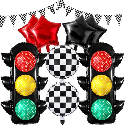 Race Car Party Decorations Set – Includes Traffic Light Balloons, Checkered by HTangparty