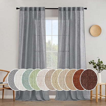 MIULEE Grey Linen Curtains 52x90 Inch Long by MIULEE