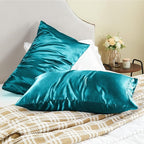 BEDELITE Satin Pillowcase for Hair and Skin, Super Soft and Cooling Similar to Silk Pillow Cases 2 Pack with Envelope Closure, Gift for Women Men(20"x26" Standard Size, Teal)