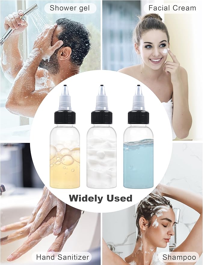 6 Pcs 1oz Plastic Squeeze Bottles with Twist Top Cap, 30ml Clear Dispensing Bottles, Empty Squirt Bottle for Liquids, Sauces, Arts, Crafts, Travel