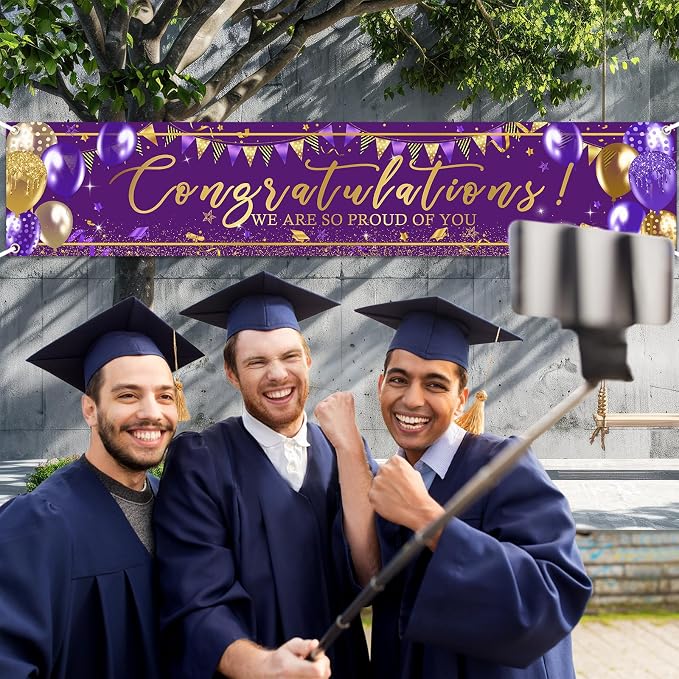 Graduation Decoration Banner Purple and Gold Graduation 2026 Banner Sign Gold - Image 6