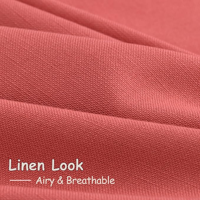 Watermelon Red Curtains 108 Inches Long 2 Panels, Semi Sheer Back Tab Loop - Image 5