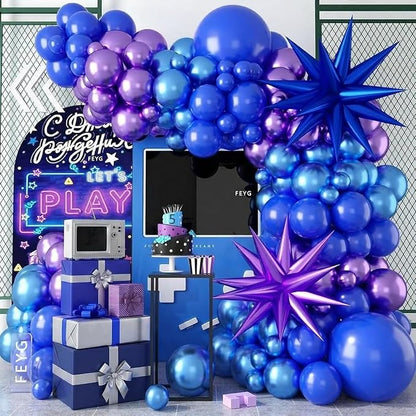 Purple Blue Balloon Arch Kit, Metallic Purple and Blue Balloons Garland Kit by FEYG