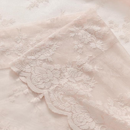 Kotile Blush Pink Lace Curtains Country Floral W42 x L36 Inch, 2 Panels | Rod - Image 8