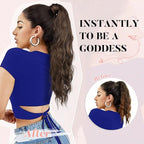 Flufymooz Ponytail Extension, Flexible Wrap Around Ponytail Extension Long Wavy Curly Ponytail Hair Extensions Natural pony tail Synthetic Hairpiece for Women 26 Inch (Cool Blonde)