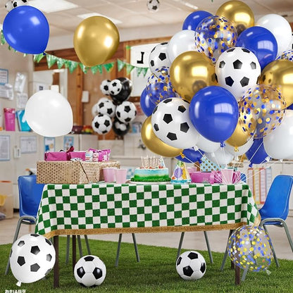 Soccer Balloons, 12 Inch Navy Blue Gold and White Soccer Balloons - Image 6