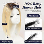starluck Hair Toppers for Women Real HumanHair,5"*3"MONO Base Hand-moven Topper,100% Real HumanHair Toppers for Women with Thinning,Gray Roots,High Volume,Ombre Light Blonde