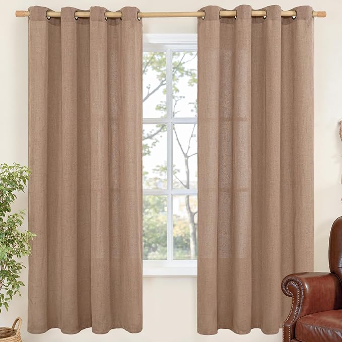 YoungsTex Mocha Brown Linen Curtains 72 Inch Length by YoungsTex