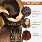 Black Hair Dye Shampoo 3 in 1 for Men Women, Hair Color for 100% Gray Coverage, Shampoo Para Canas for All Hair Types 16.9 Fl Oz (Black)