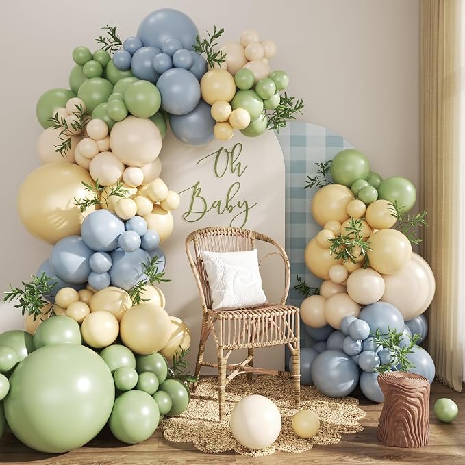 CROSSFINGERS Green Blue Yellow Pastel Balloon Arch Kit by CROSSFINGERS