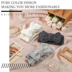 3 Pieces Towel Headbands for Women Makeup Headband for Washing Face Makeup Spa Headband, Microfiber Bowtie Shower Headband for Women (White, Light Gray, Black)