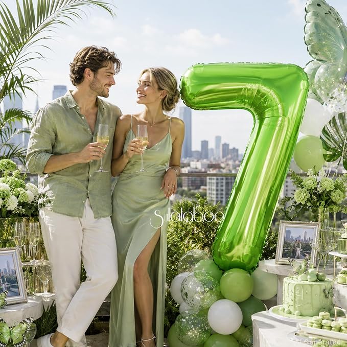 40 Inch Green Number 7 Balloon Lime Big Large Helium Number 0-9 | Giant Digital - Image 2