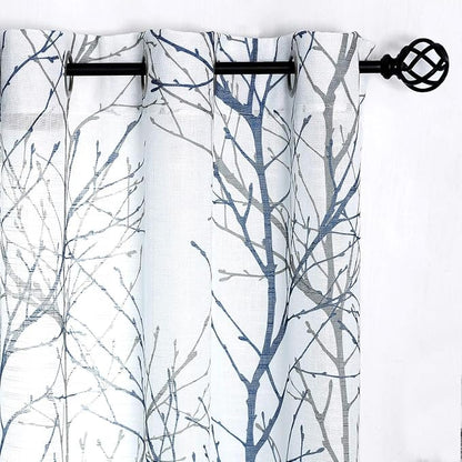 FMFUNCTEX Blue White Curtains 50" X 45" by Fmfunctex
