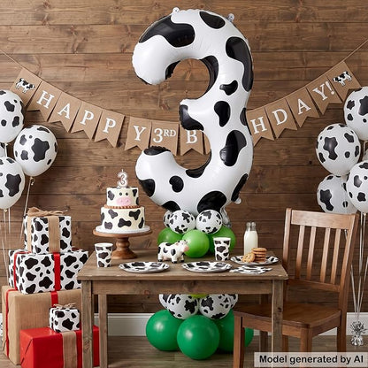40" Cow Print Foil Number 3 Balloon - Image 3
