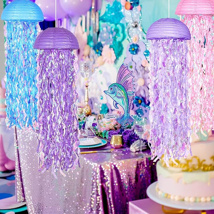 OBXT 10" Mermaid Jellyfish Lanterns – Pink Purple Blue Decorations - Image 7