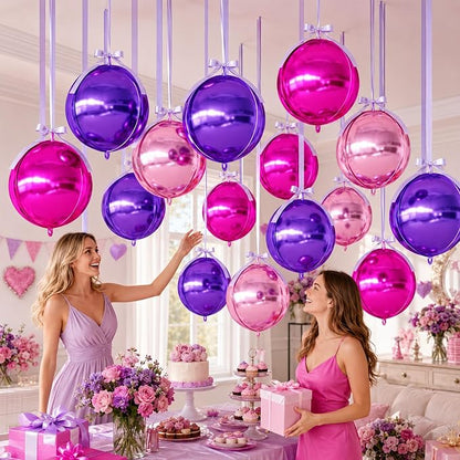 Purple Pink Round Foil Balloons - Image 4