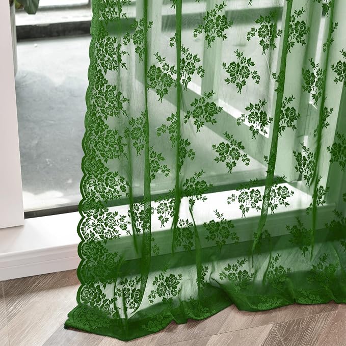 Kotile Emerald Green Lace Curtains - Image 7