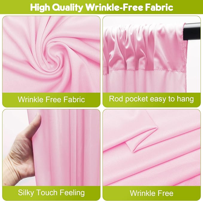 Pink Backdrop Curtain for Wedding Parties Backdrop Drapes 10x8FT | Wrinkle Free - Image 3