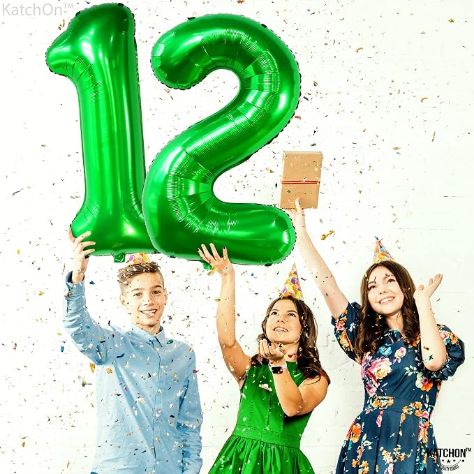 KatchOn Green Number 12 Balloon 40 Inch, 12th Birthday Balloon Decor | 12th - Image 6