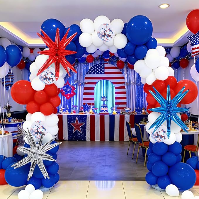 RUBFAC Red White and Blue Balloon Arch Kit, 4th of July Balloons Patriotic - Image 5