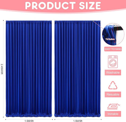 Asee'm Royal Blue Backdrop Curtains Drapes - Image 2