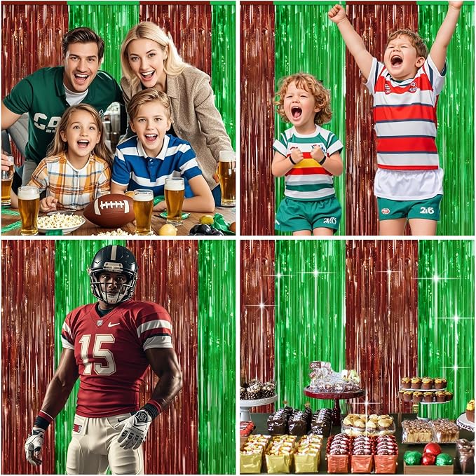 4 Packs Football Foil Fringe Curtain, Baby Shower, Super Bowl, Football Game - Image 5