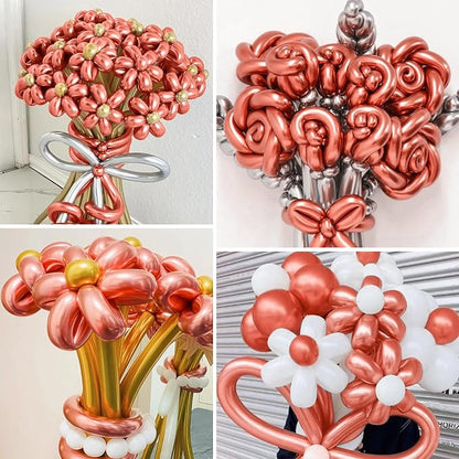 Rose Gold 260 long balloons 100 Pack Metallic Rose Gold Twisting Animal - Image 3