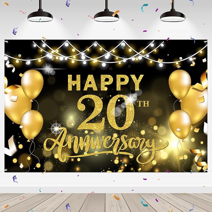WeBenison Happy 20th Anniversary Backdrop 20th Wedding Anniversary Photography by WeBenison