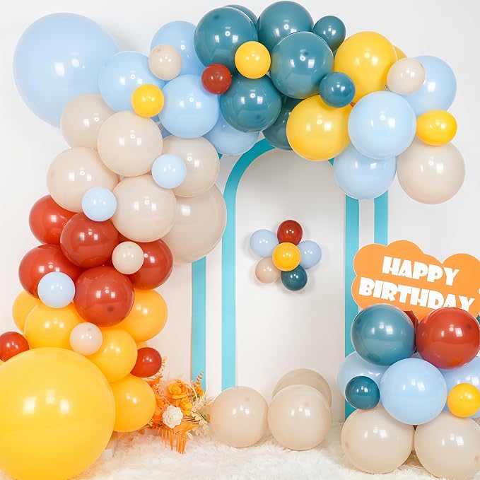 Here Comes the Son Balloon Arch Kit, Retro Blue Yellow Boho Balloon Garland - Image 5