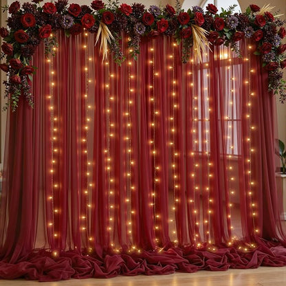 10x10ft Burgundy Tulle Backdrop Curtain by Partisky