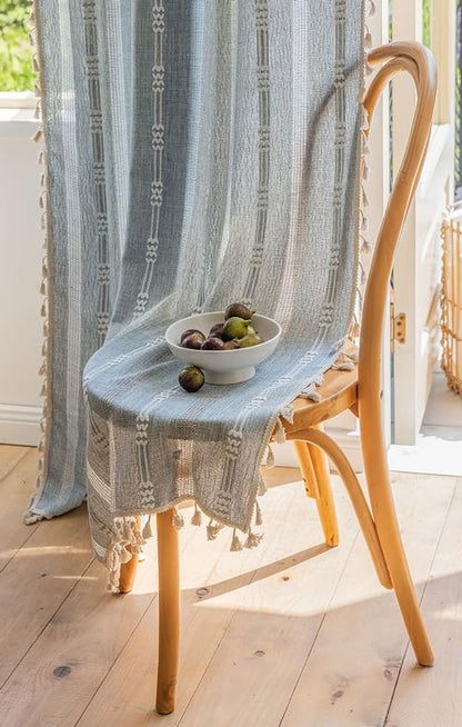 Boho Embroidery Striped Farmhouse Curtains - Image 3