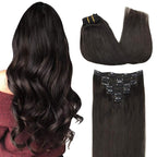 GOO GOO Clip in Hair Extensions Real Human Hair, Remy Human Hair Extensions Clip ins for Women, Natural Human Hair, 26inch 180g 7Pcs, #2 Dark Brown