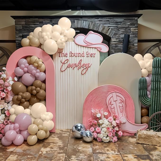 Pink Brown Balloon Arch Garland Kit, Cowgirl Rodeo Balloons Dusty Blush Light - Image 5