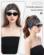 Grommet Headband for Women, Black Paisley 23cm Hollow Out Elastic Hair Band, Eyelets Punk Grunge Stylish Hairband