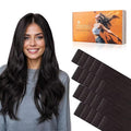 DOORES Invisi Edge Tape in Human Hair Extensions, Natural Black 10 Injection Tapeins with 10 Injection Tapeins 50g 22 Inch, Injected Tape in Extensions Virgin Hair Thick Ends