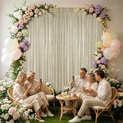 Hahuho Champagne Sequin Backdrop Curtain, Party Decoration（2 Panels, 4FT x 8FT - Image 4
