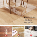 Crystal Clear Floor Mat 3×5ft, Upgraded Easy Flat Waterproof Vinyl Rug Cover, Large Stain-Resistant Plastic Area Rug Floor Protector for Kitchen, Dining Room, High-Traffic Areas