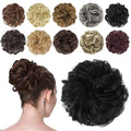 FESHFEN Messy Bun Hair Piece - Elastic Wavy Curly Hair Bun Scrunchies Extensions Synthetic Chignon Hairpieces for Women Girls, Natural Black 1.5 oz