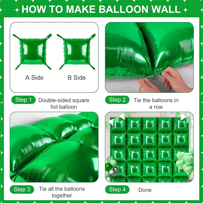 Shamrock Green Square Foil Balloons - Image 3