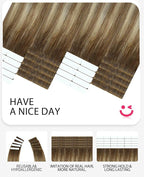 Youngsmile Invisible Tape in Hair Extensions Human Hair 20pcs 35g Balayage #3/8/22 Walnut Brown to Ash Brown and Golden Blonde 20 Inch Injection tape Hair Extensions Remy Human Hair (#3/8/22,16'')